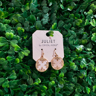 Pearlescent Circle Rhinestone Earrings