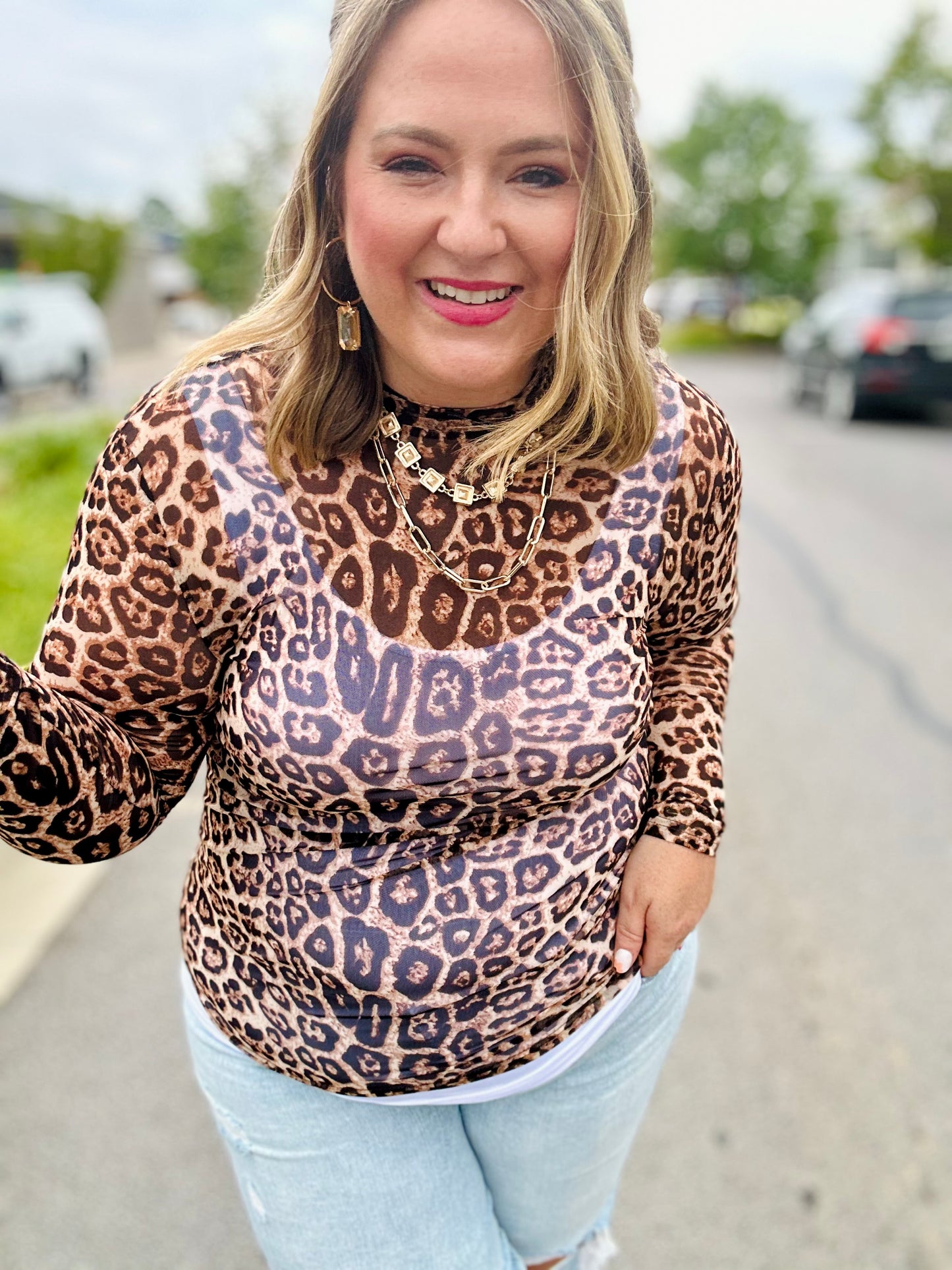 Wild About You Leopard Mesh Top
