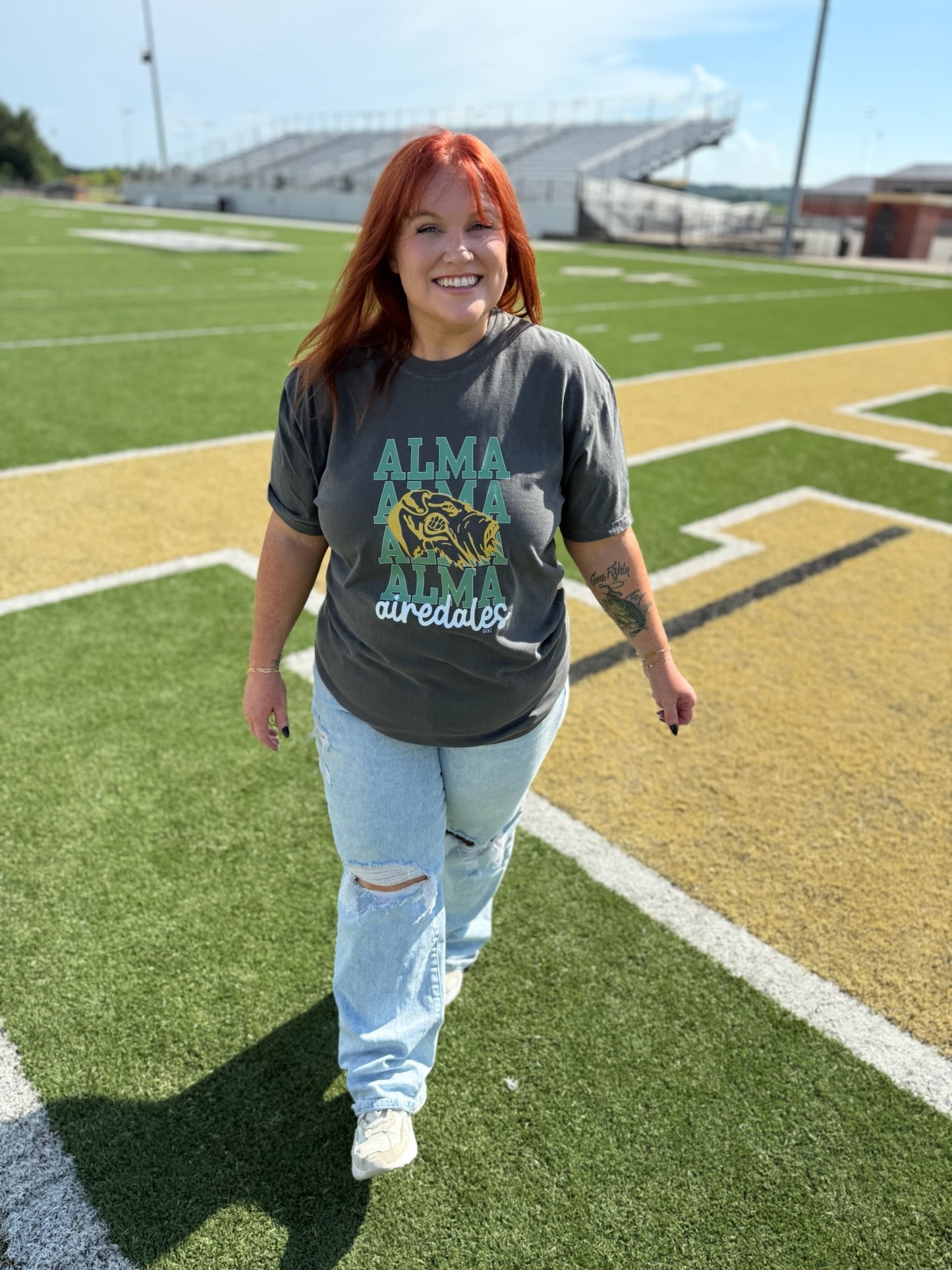School Spirit Stacked on Comfort Colors (Customizable)