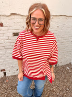 Sarah Oversized Striped Top in Red