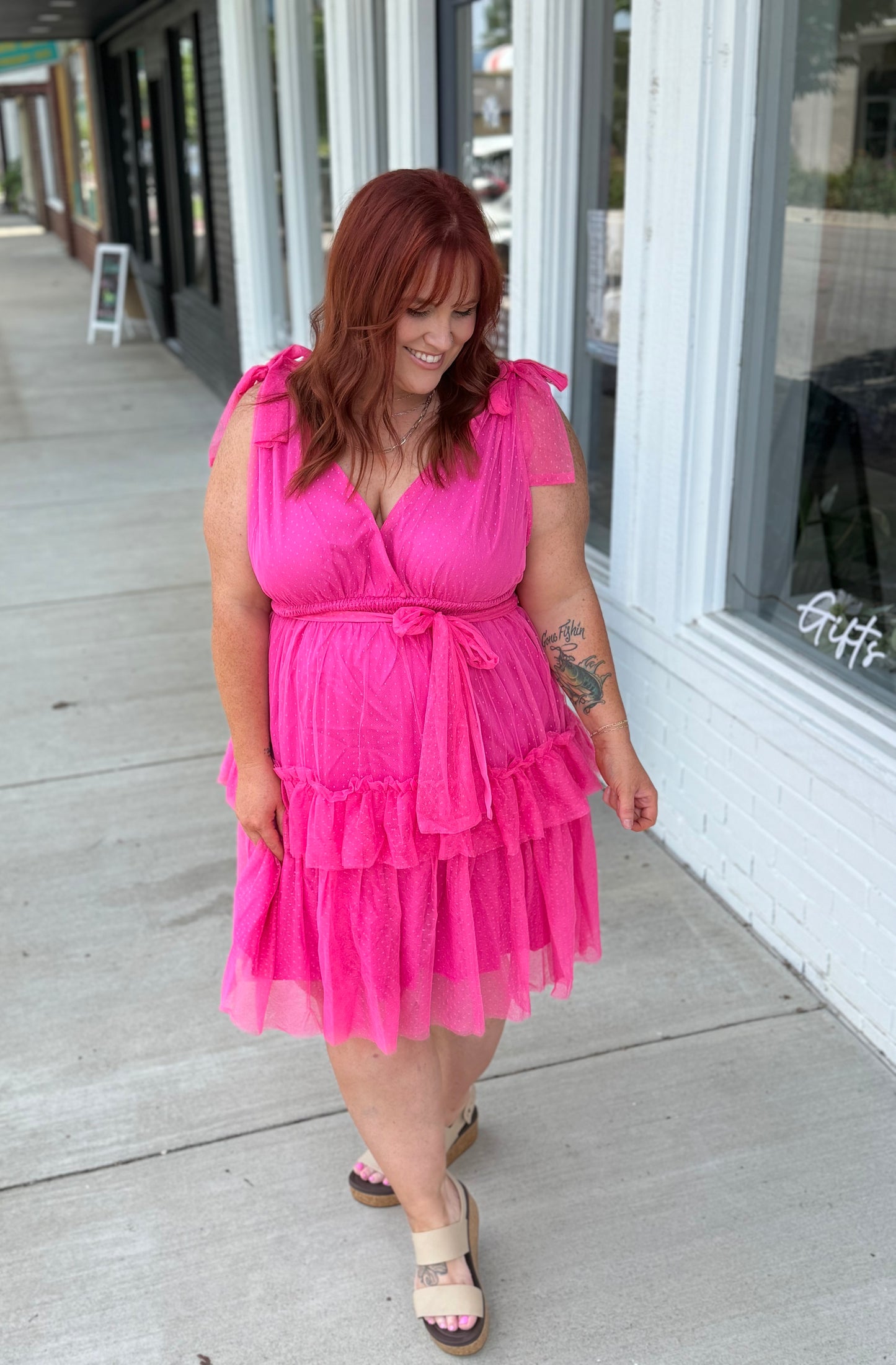 Alianah Pink Tiered Dress