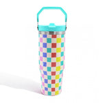 Pastel Checkered 30 oz Tumbler with Carry Handle