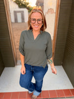 Ribbed Quarter Sleeve Top (Multiple Colors)