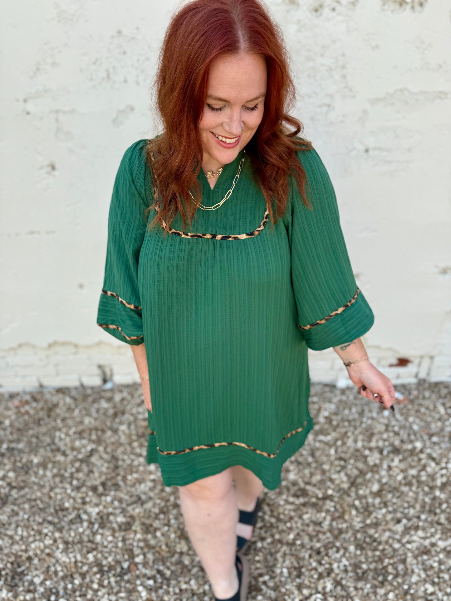 V-Neck Mandarin Collared Dress