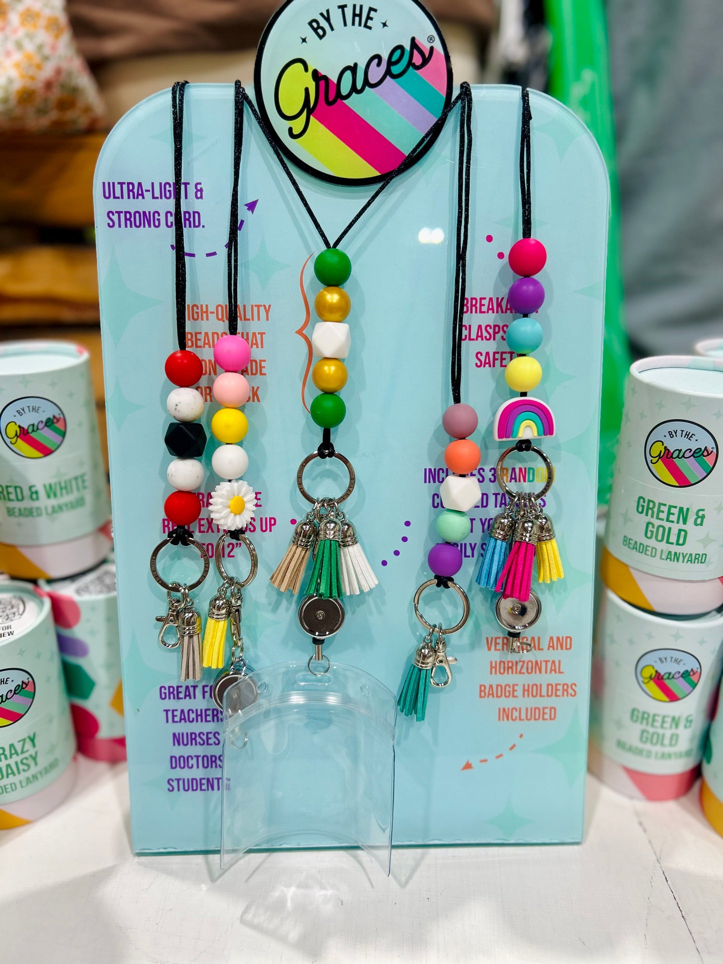Retractable Beaded Lanyard (Multiple Colors)