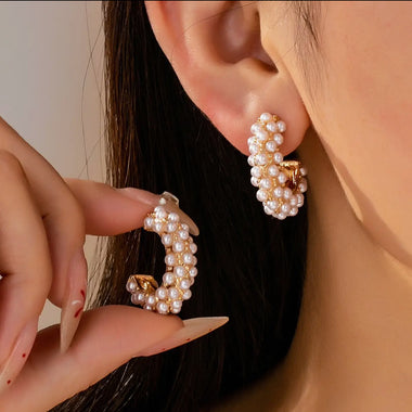 Gold Tone Pearl Earrings