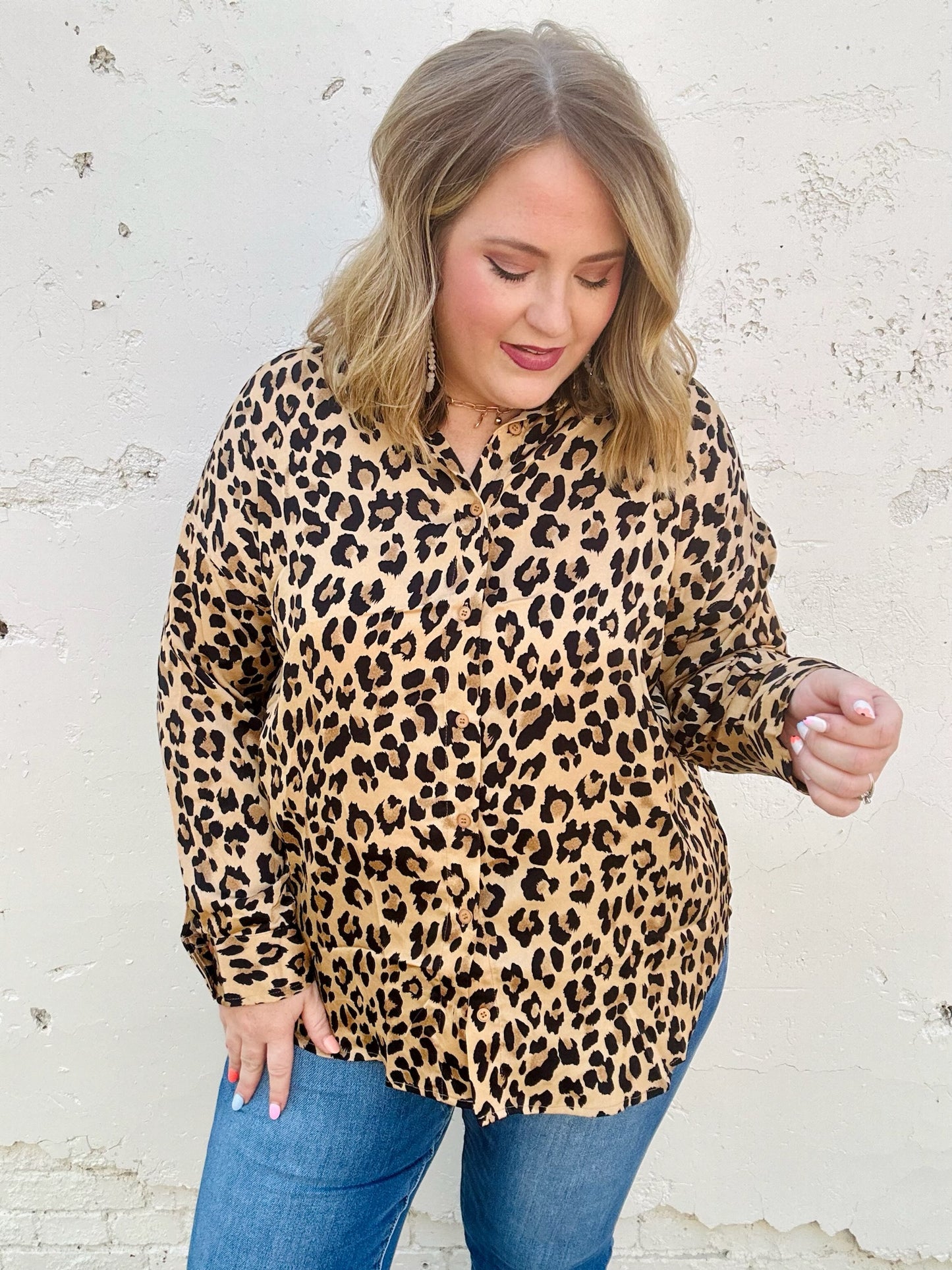 Leopard Print Long sleeve Button Up