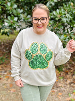 Faux Sequin Paw Sweatshirt