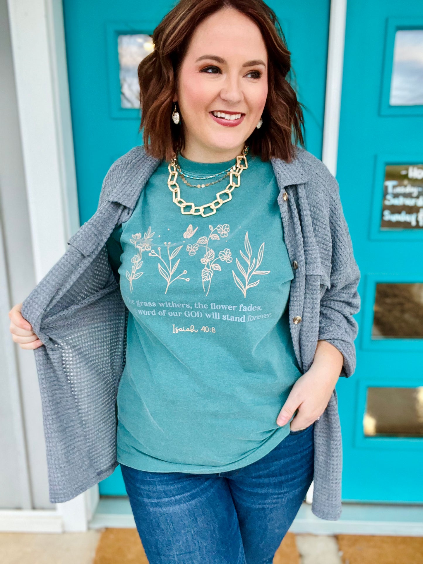 Isaiah 40:8 Boho Floral Tee on Comfort Color