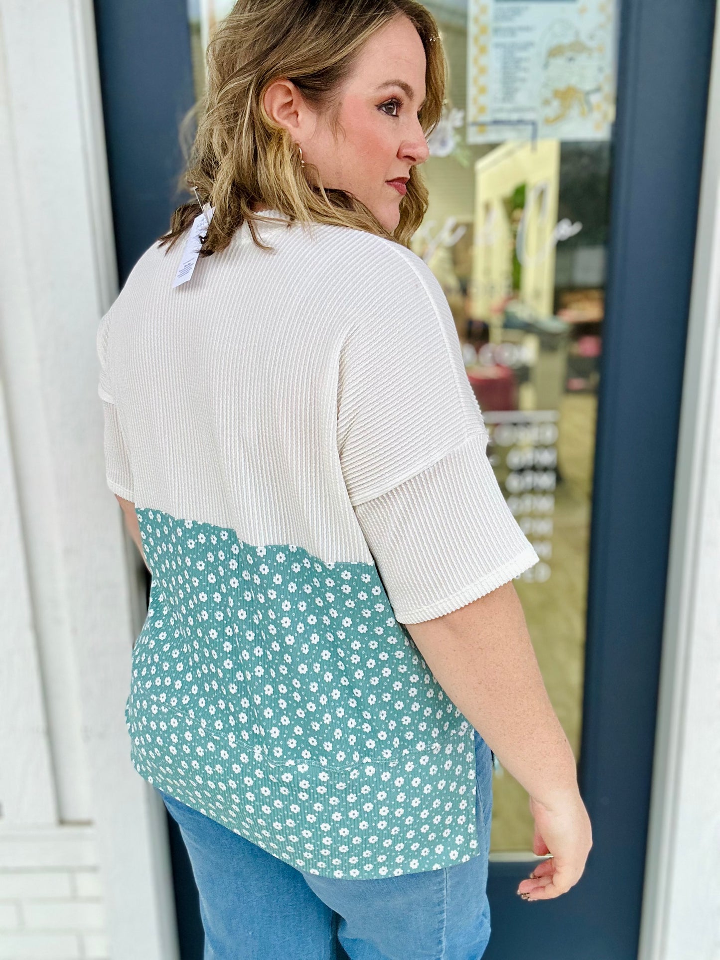 Courtney Oversized Ribbed Floral Top