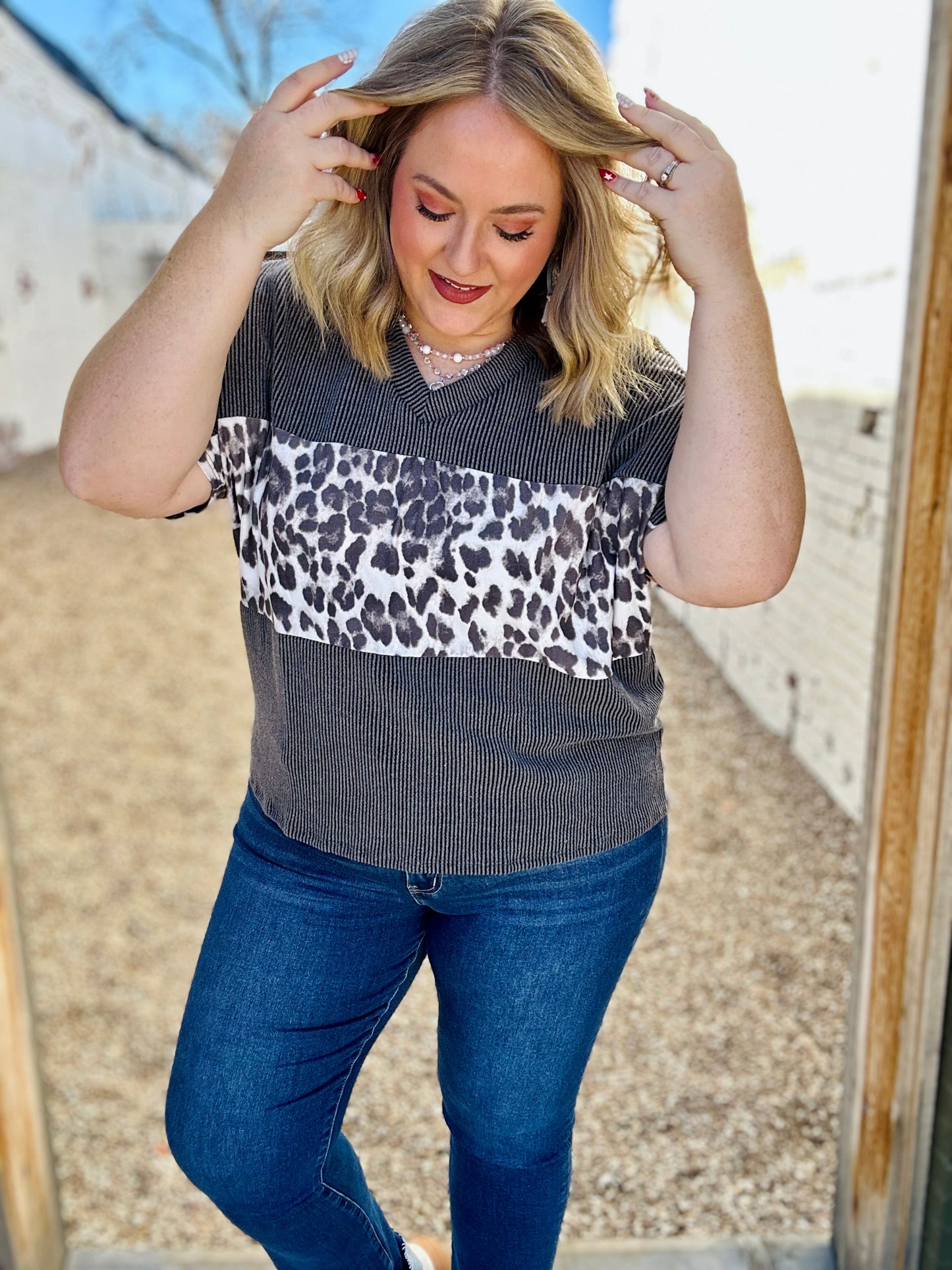 Sherry Ribbed Leopard Top
