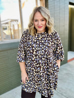 Floral Corduroy Puff Sleeve Babydoll Dress