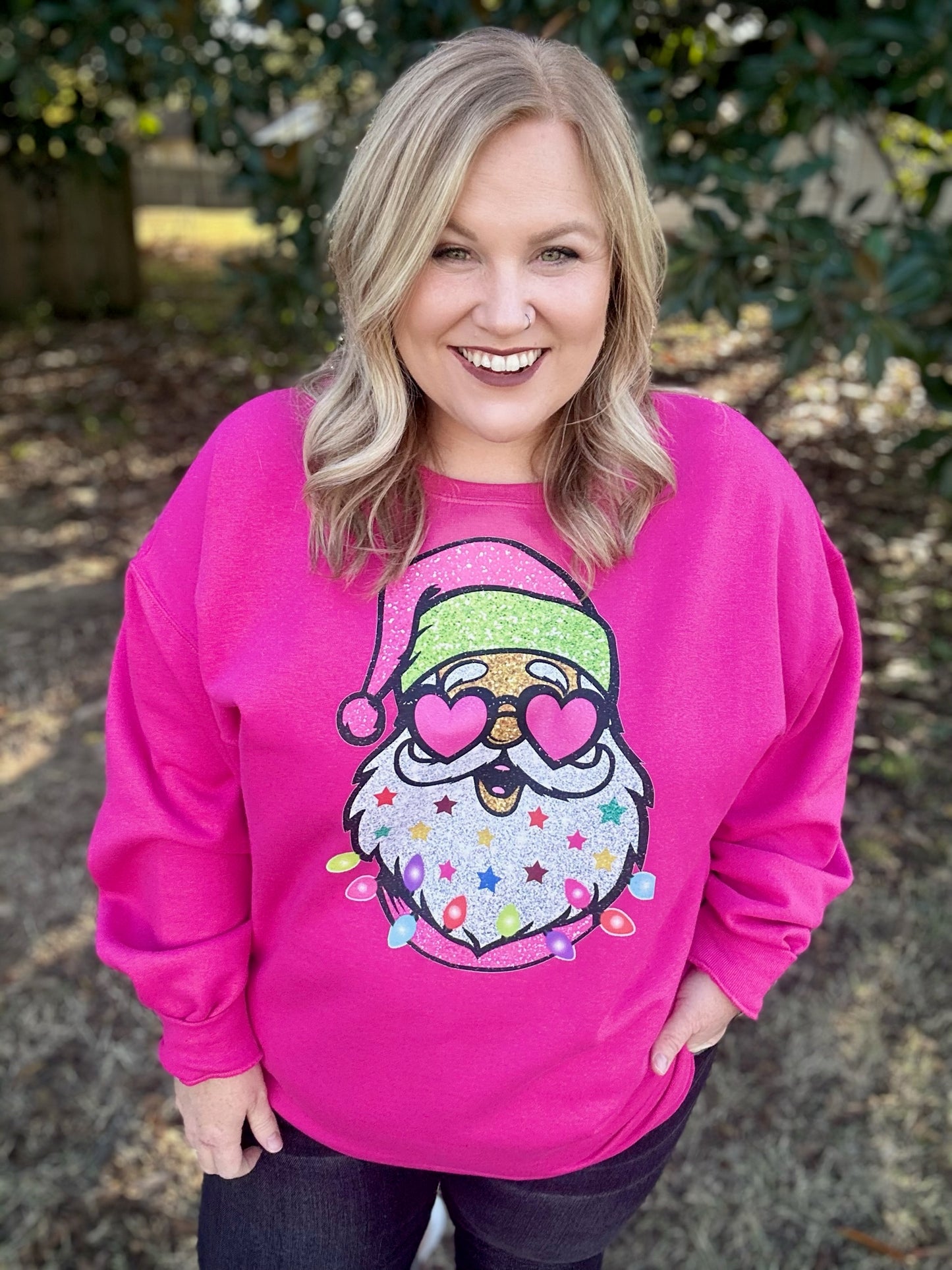 Fancy Santa on Pink Sweatshirt