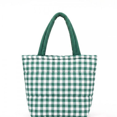 Green Checkered Puffer Bag