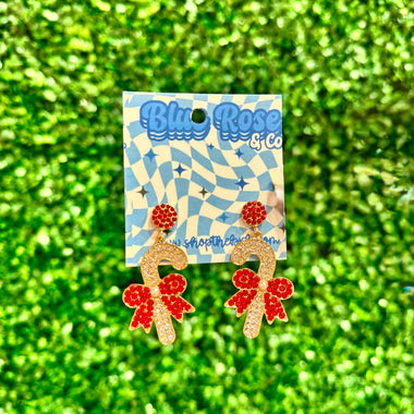 Rhinestone Candy Cane Earrings