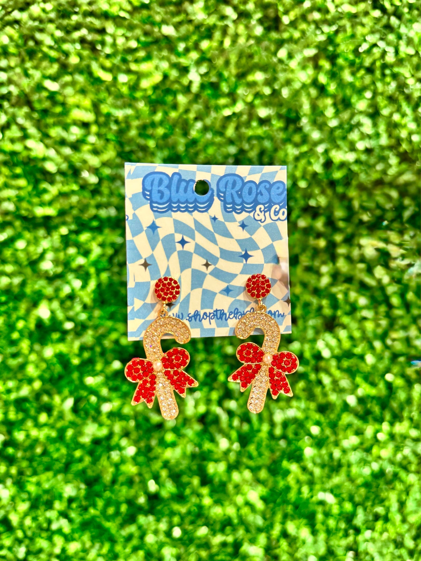 Rhinestone Candy Cane Earrings