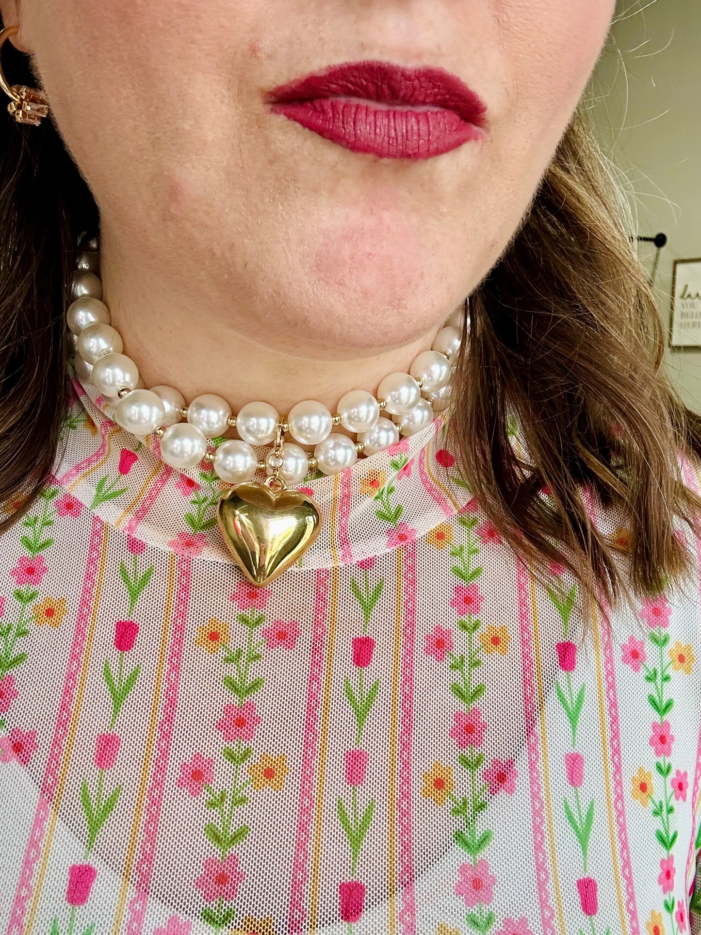 Pearl Layered Heart Necklace