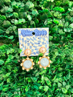 Pearl Post Earrings in Blue