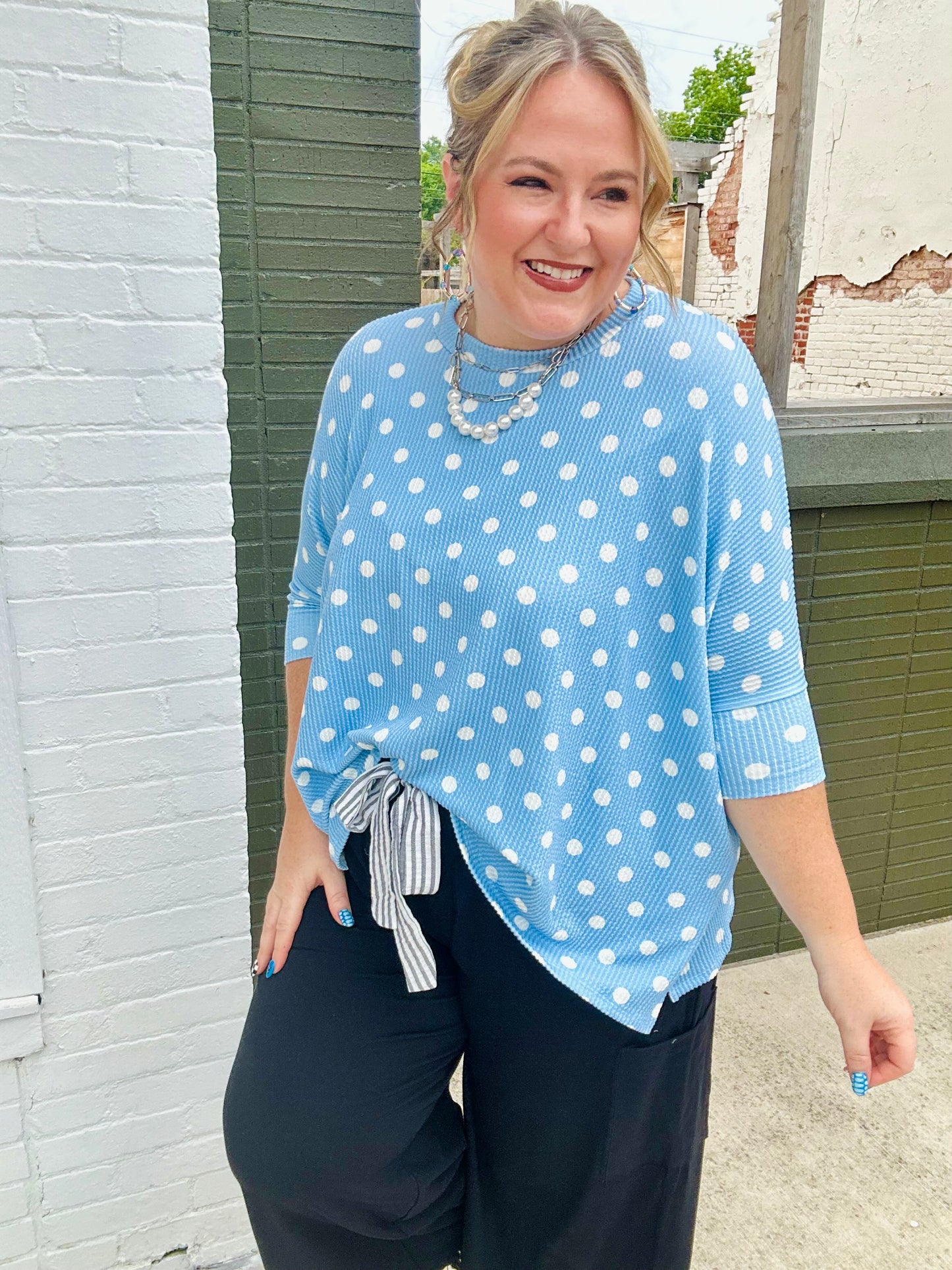 Ken Ribbed Polka Dot Top