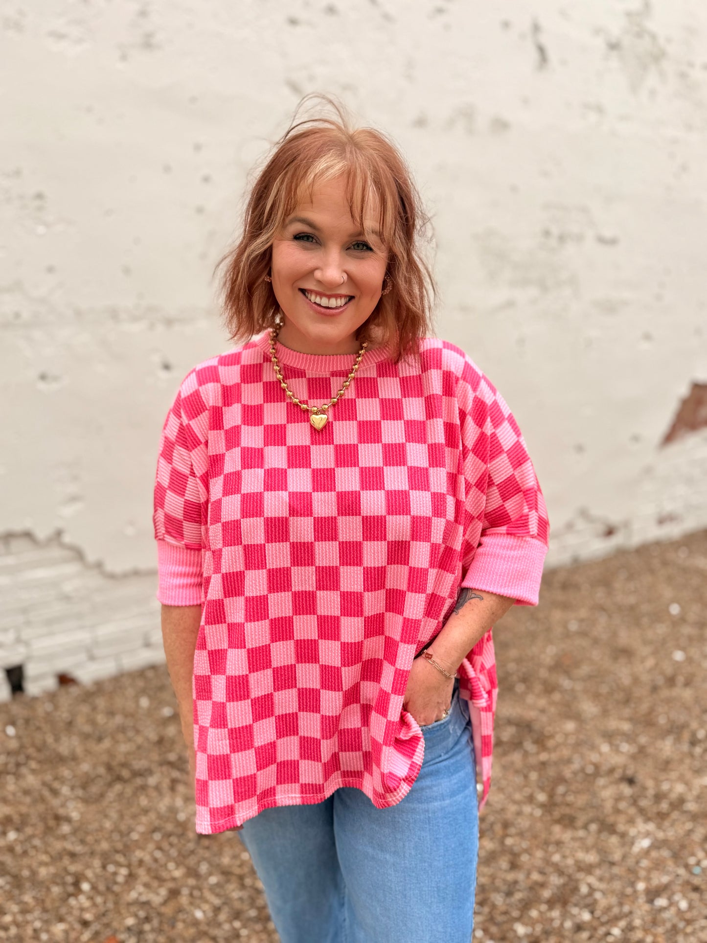 Lila Oversized Check Top