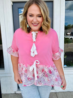 Rosy Ruffle Bow Top