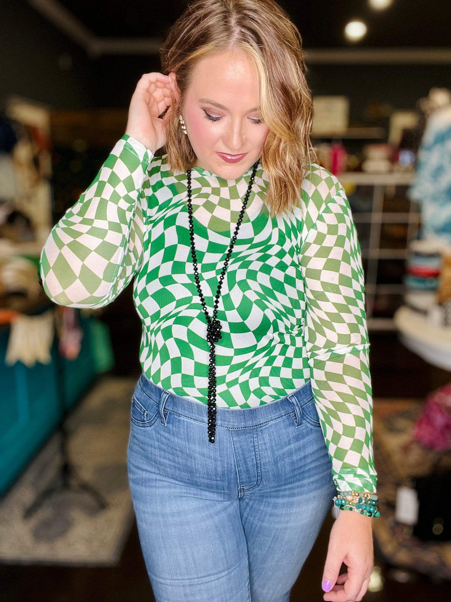 Laiklyn Mesh Top in Green