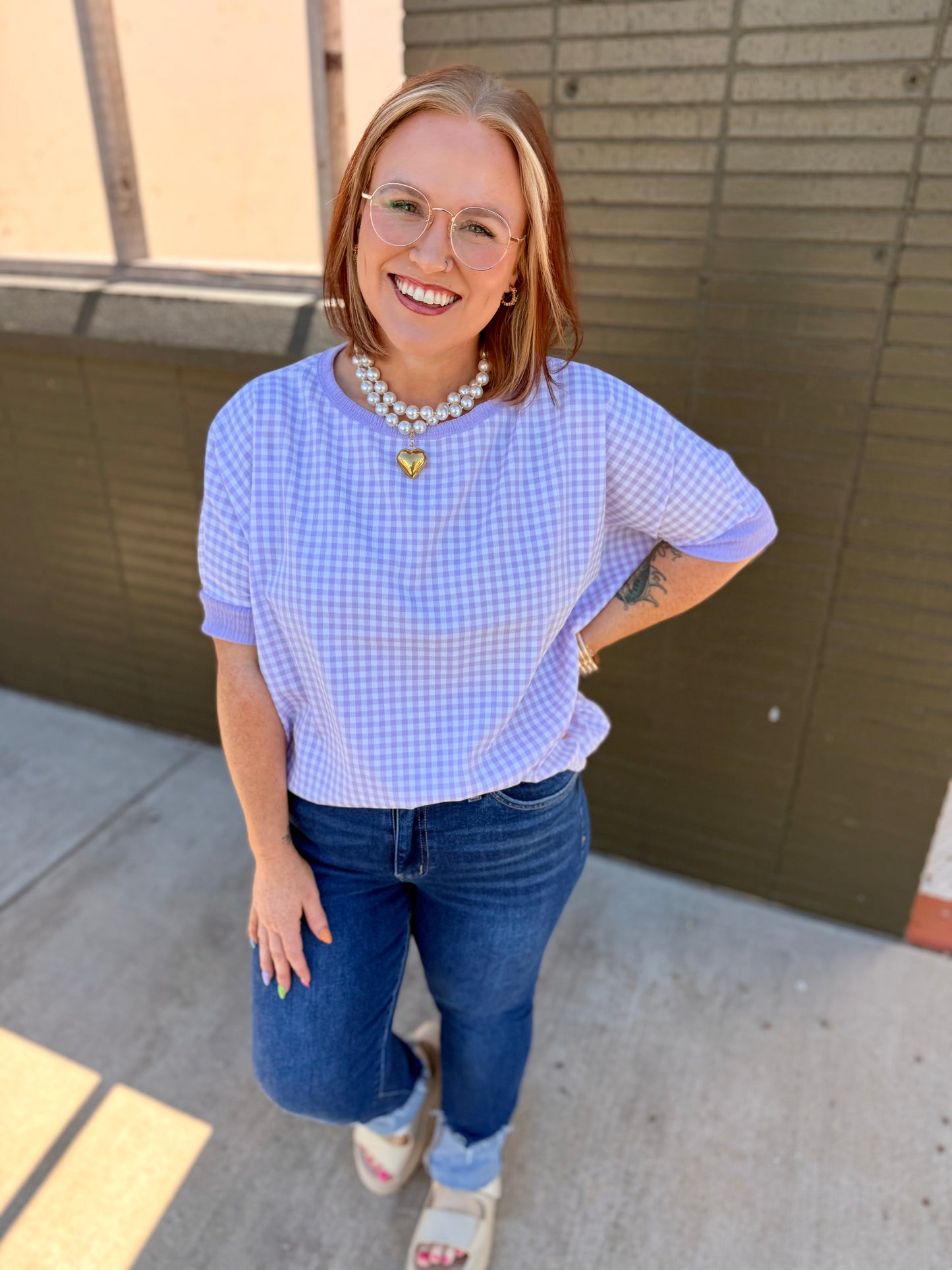 Purple Gingham Top