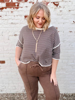 Waffle Striped Boxy Top