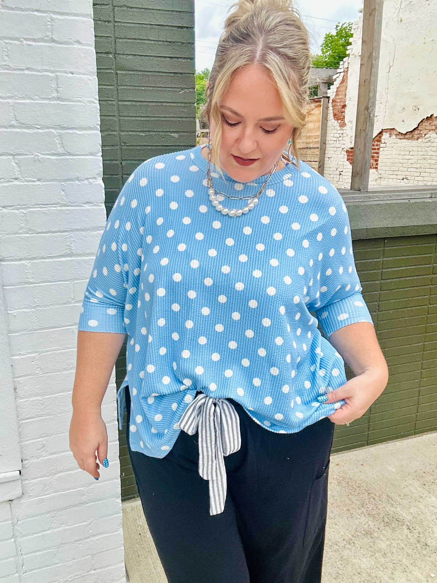 Ken Ribbed Polka Dot Top