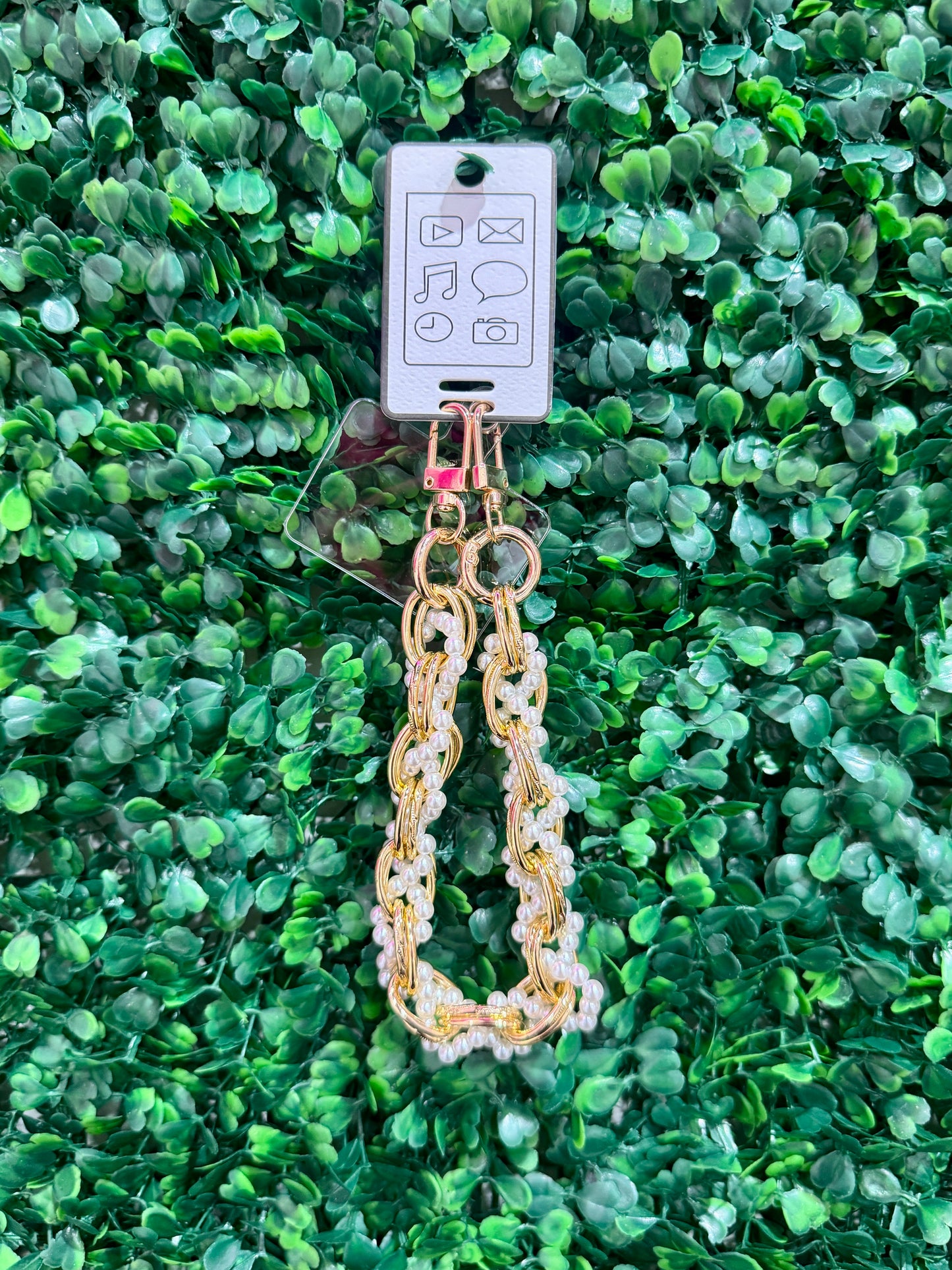 Chain Link Pearl Phone Charm