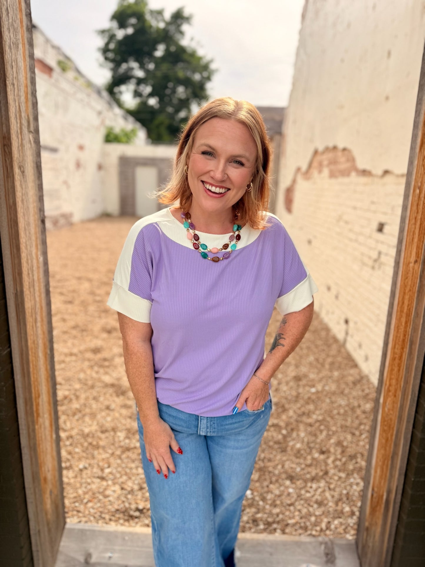 Kelly Color Block Short Sleeve