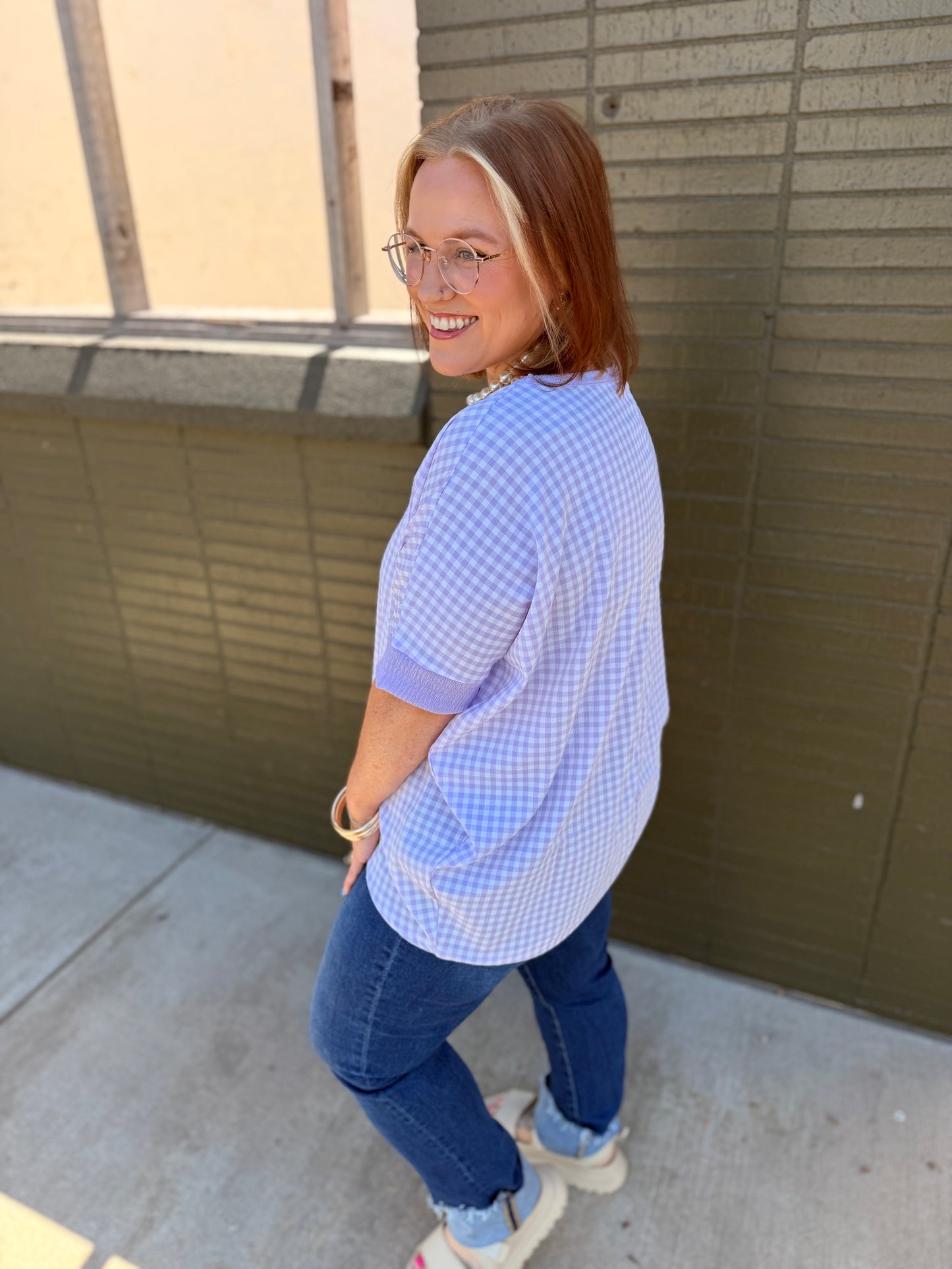 Purple Gingham Top