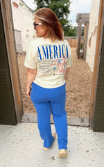 Emily Blue Ribbed Pants