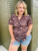 Mesh Leopard Button Down