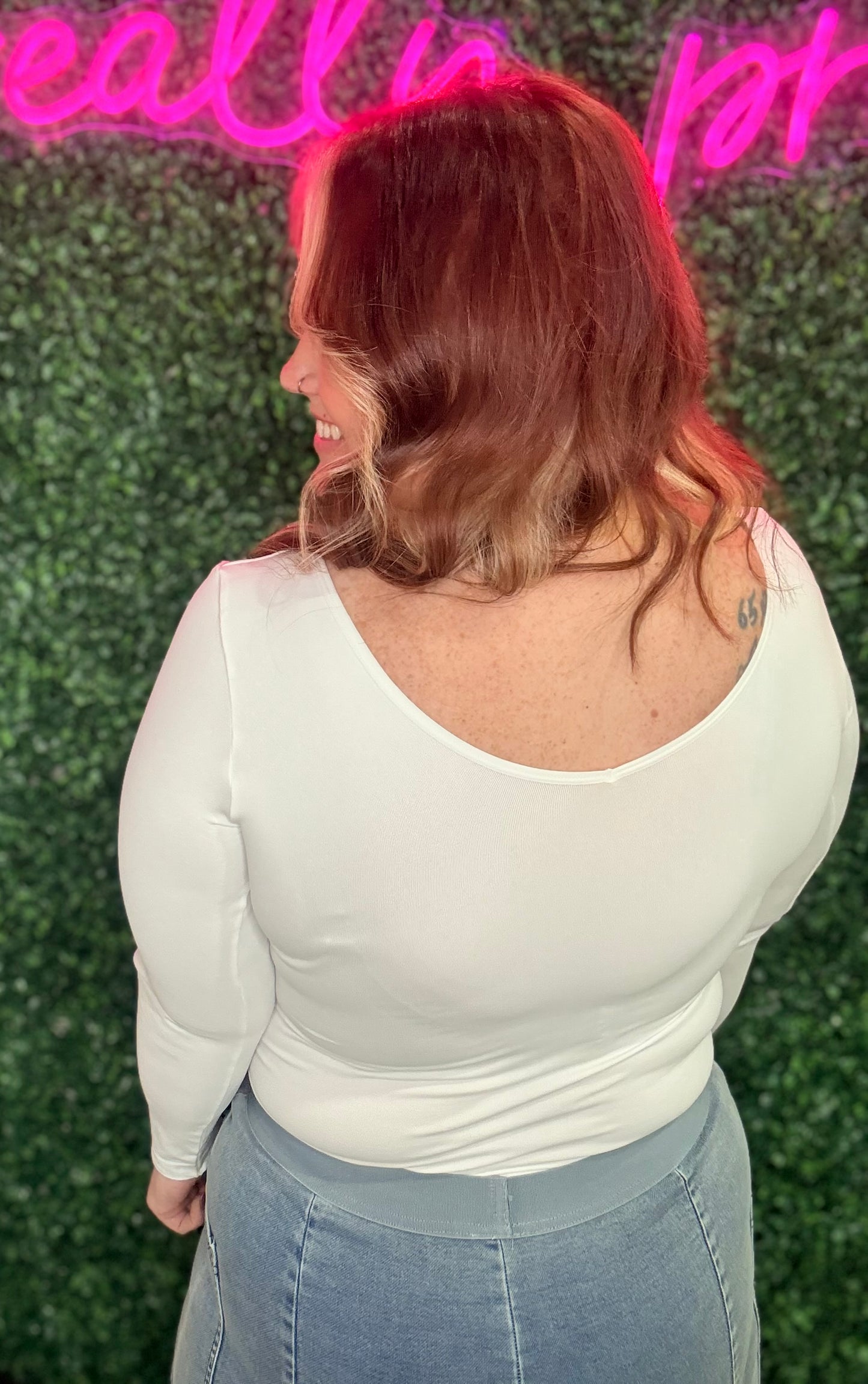 Seamless Reversible Long Sleeve in White