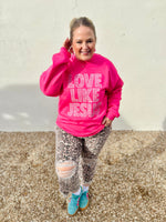 Love Like Jesus Faux Glitter Sweatshirt