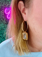 Square Crystal Hoops (multiple colors)