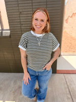 Lennie Striped Top in Olive