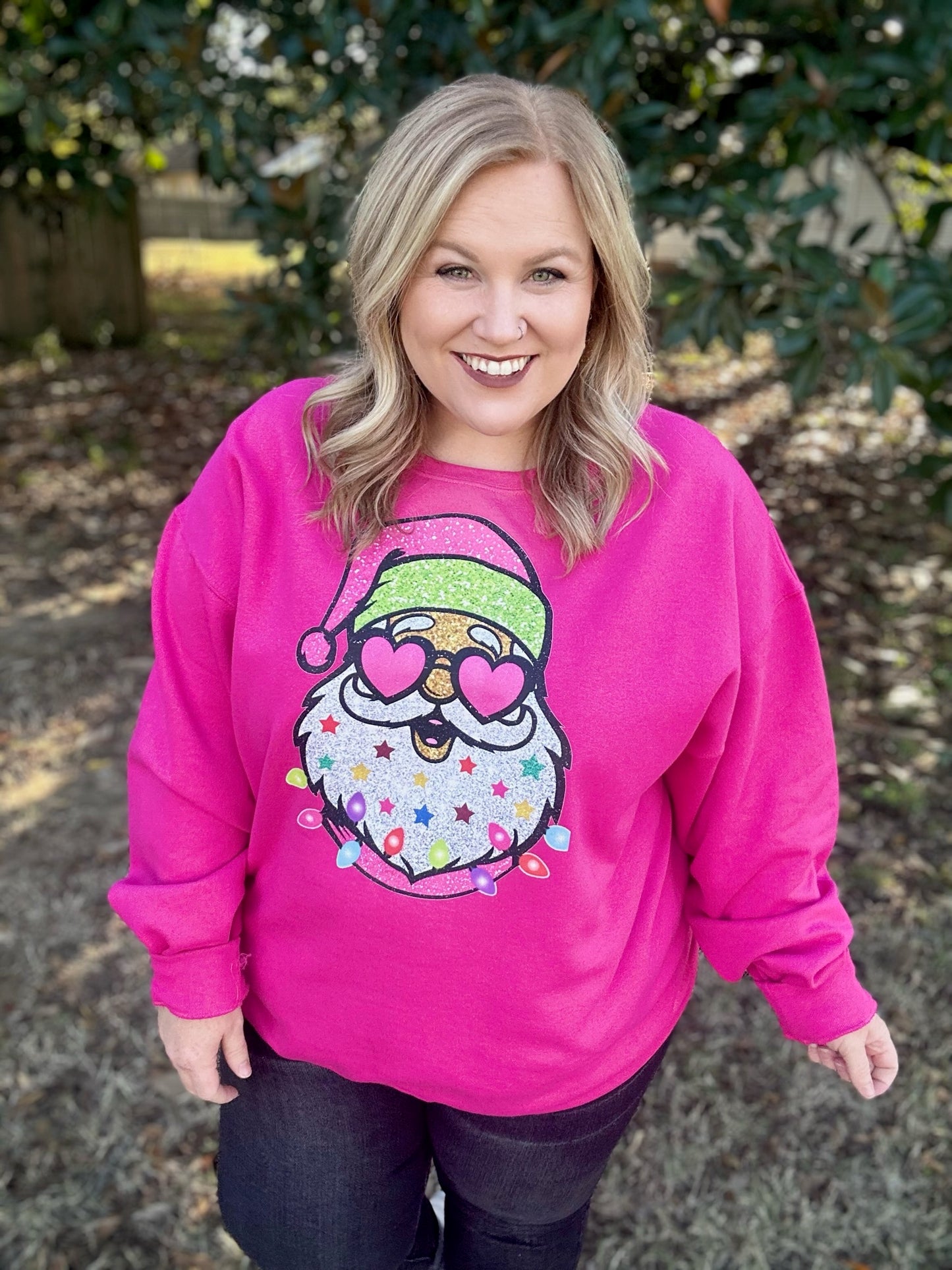 Fancy Santa on Pink Sweatshirt