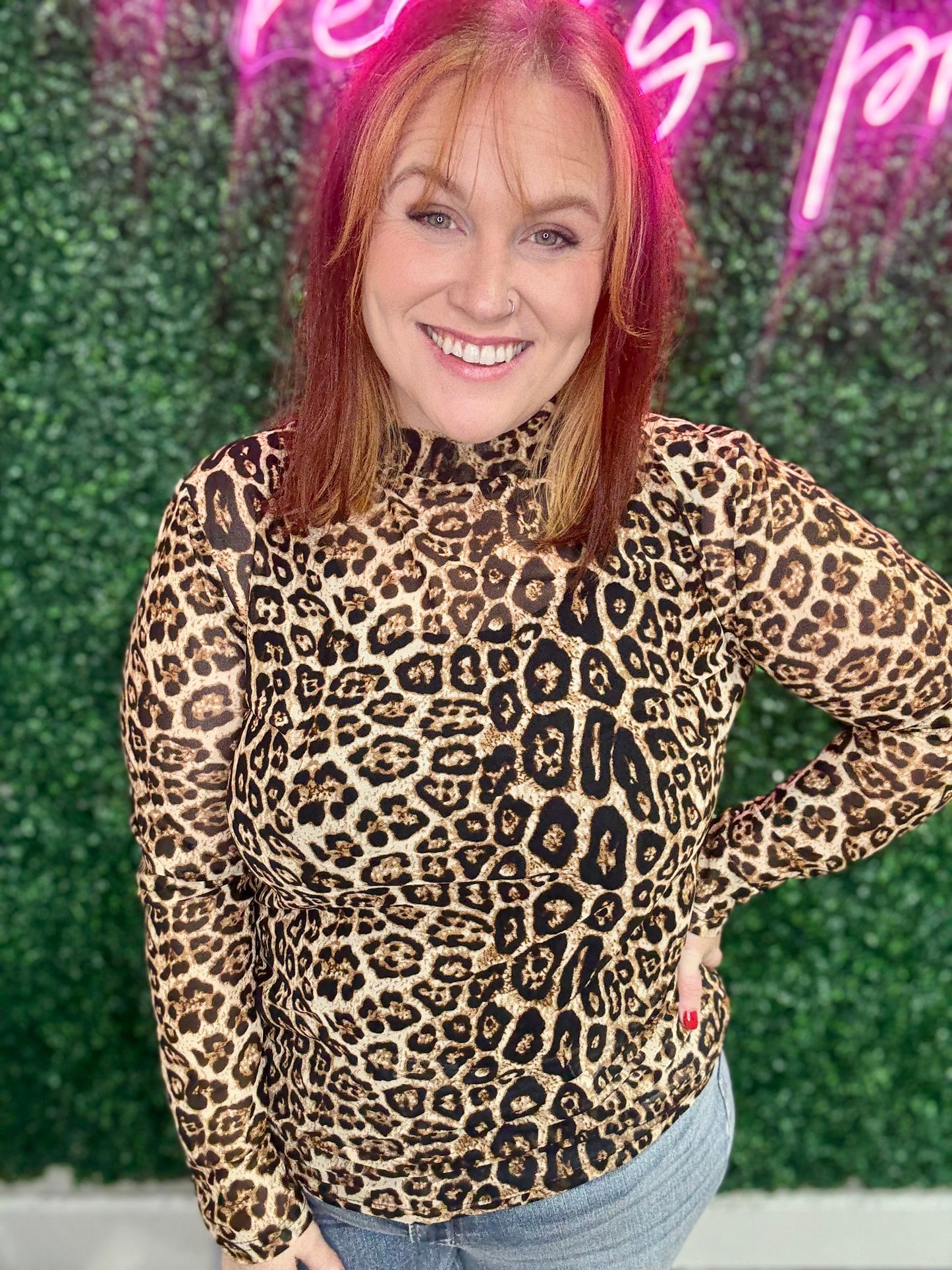 Hear Me Roar Leopard Mesh Top