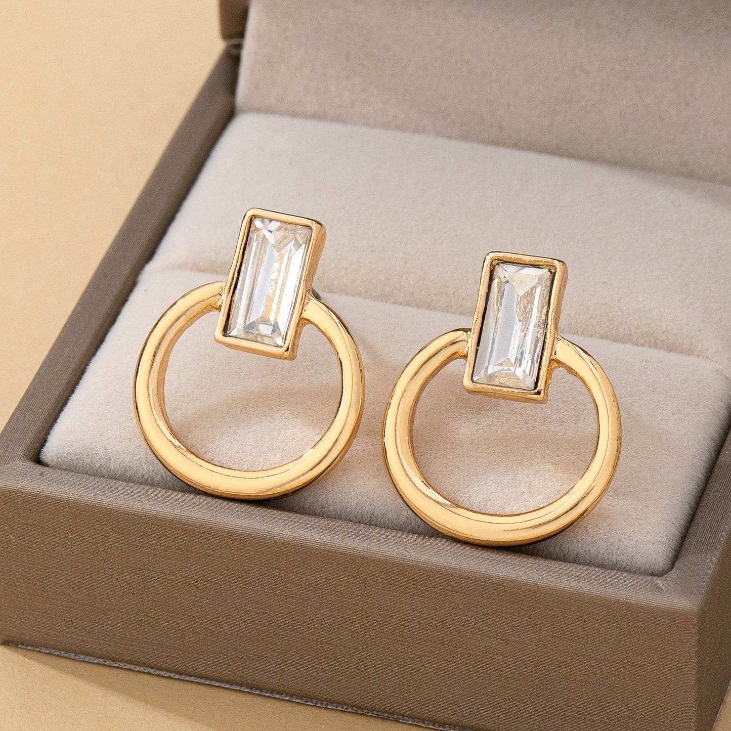 Crystal Cut Door Knocker Earrings
