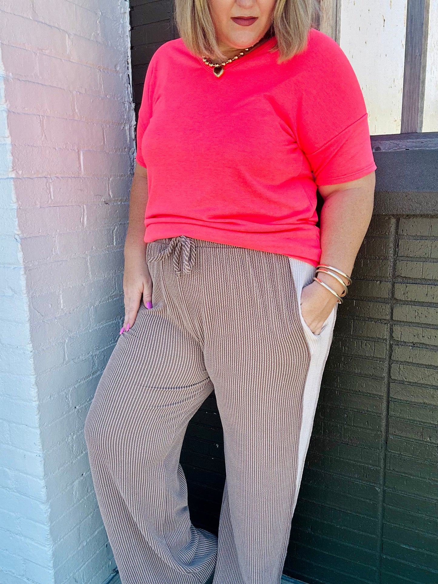 Kathy Ribbed Wide Leg Pants