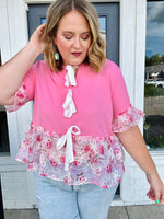 Rosy Ruffle Bow Top