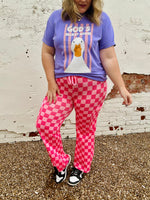 Lila Check Open Leg Pants