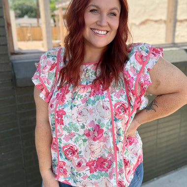 Starlet Peach Floral Top