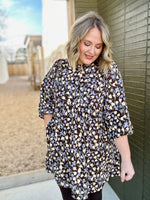 Floral Corduroy Puff Sleeve Babydoll Dress