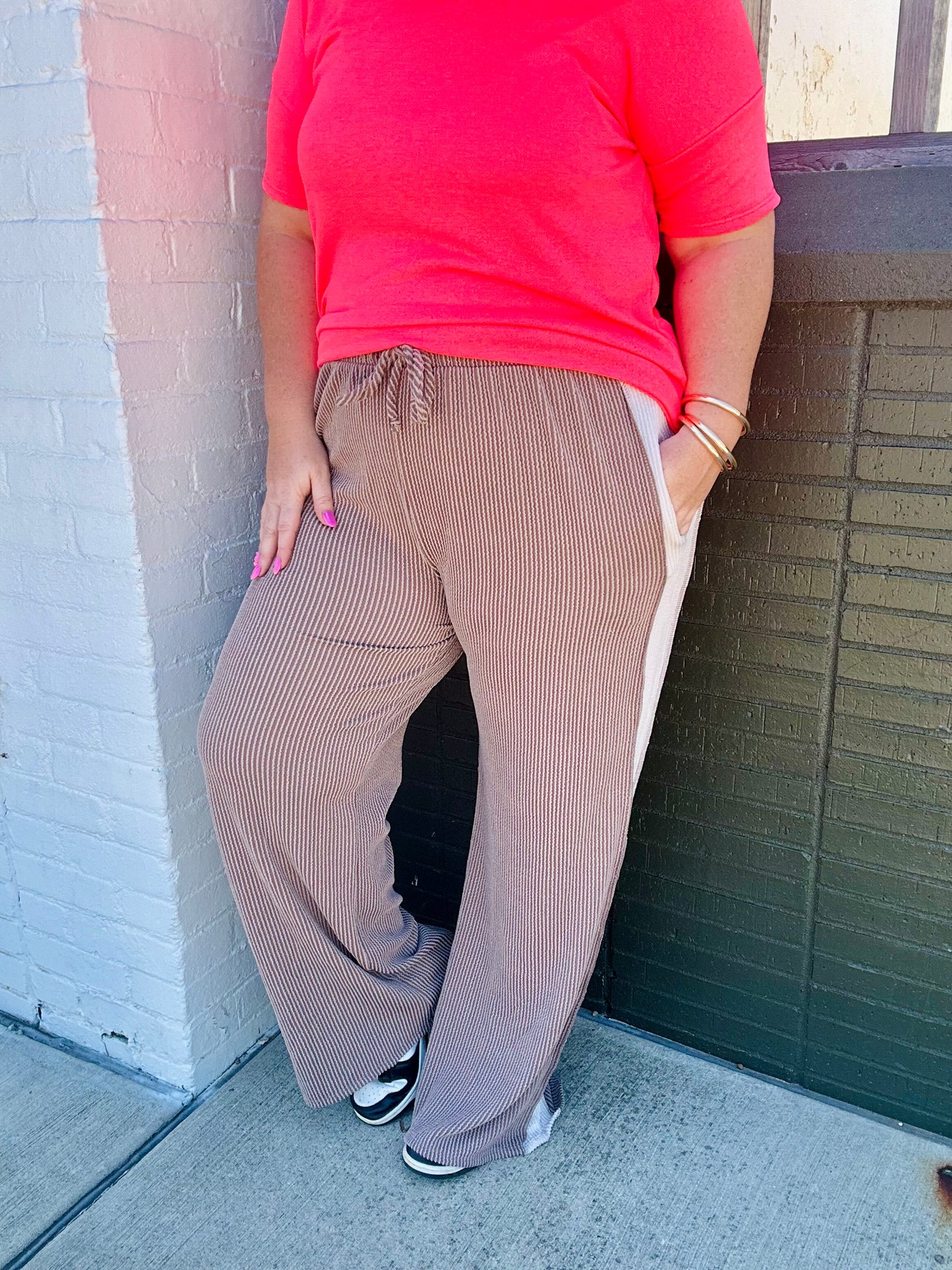 Kathy Ribbed Wide Leg Pants