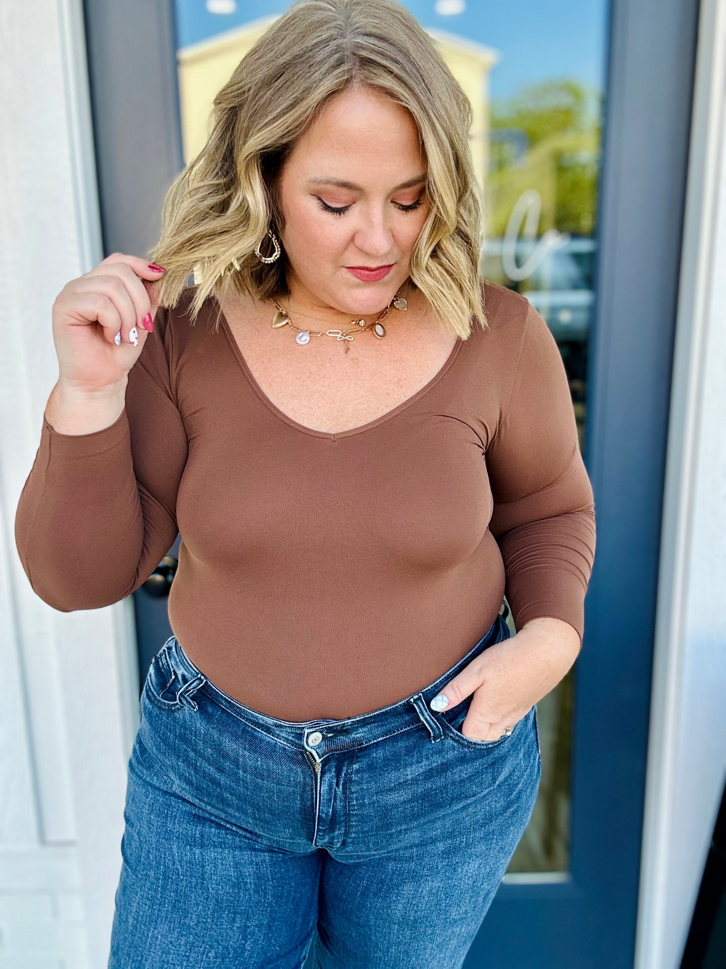 Seamless Reversible Long Sleeve in Coffee Brown