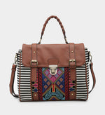 Harlow Aztec Embroidered Satchel in Black