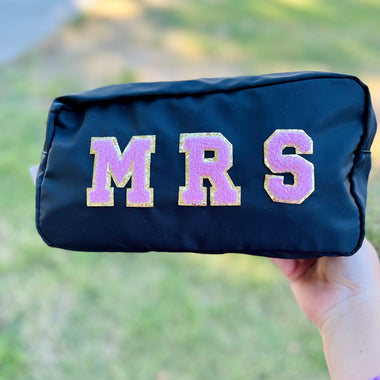 Mrs. Chenille Patch Travel Pouches (Multiple Colors)